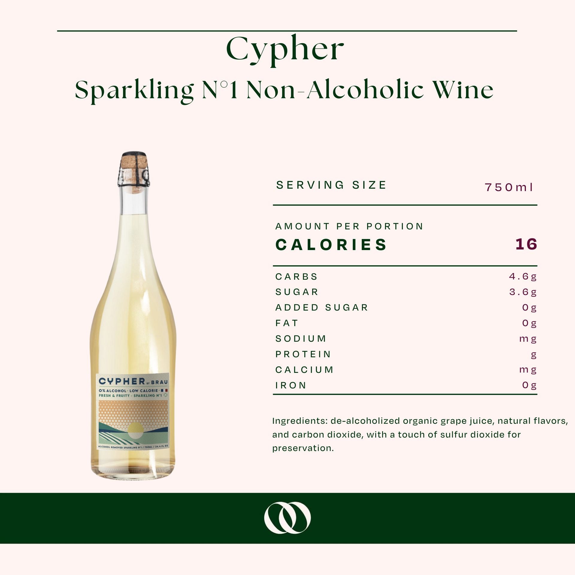 Cypher - Sparkling N°1 Non-Alcoholic Wine - 750ml - Nutrition