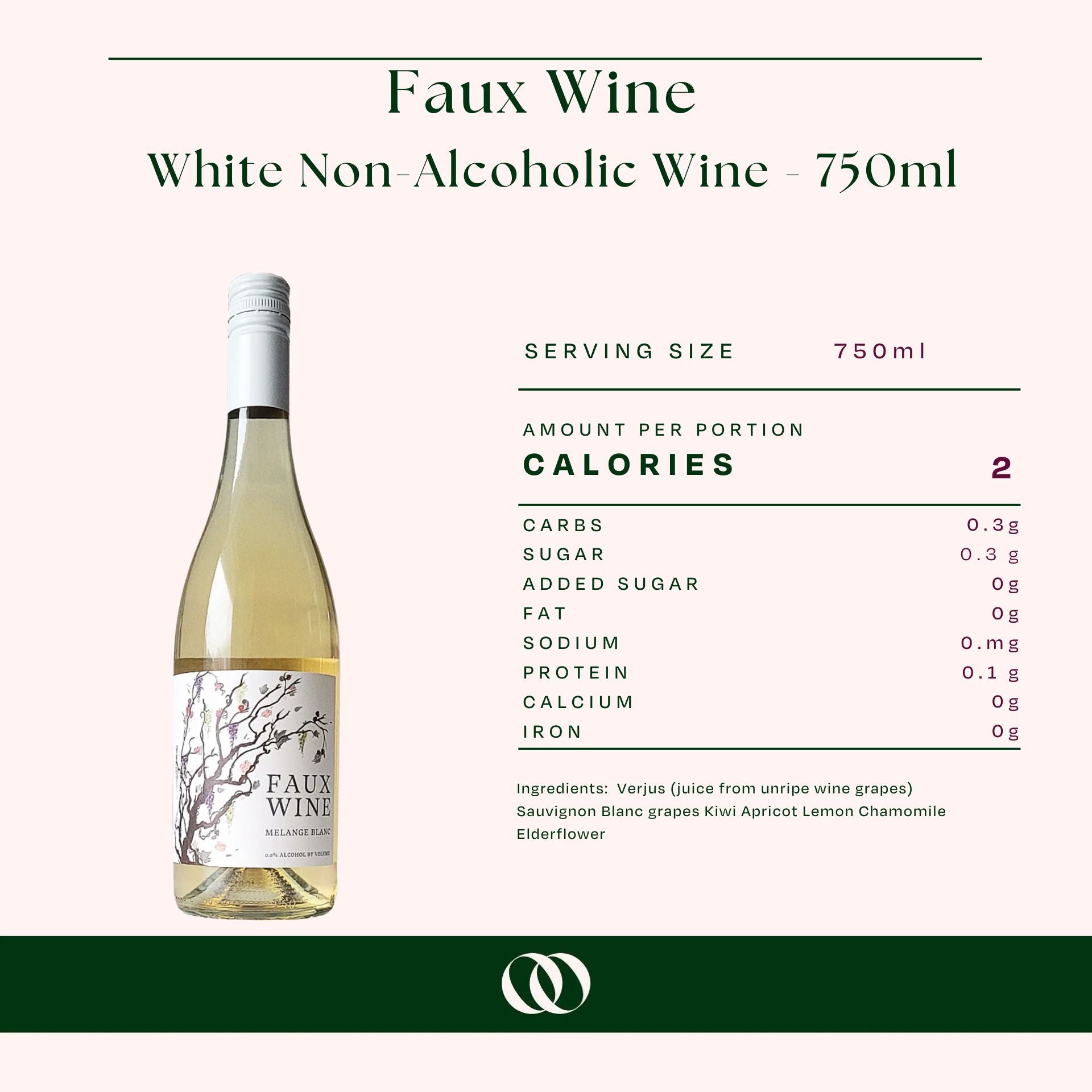Faux Wine - White Non-Alcoholic Wine - 750ml