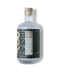 Clear bottle with a label on a white background