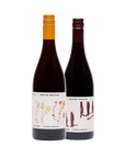 Two Gnista red wine bottles on a transparent background