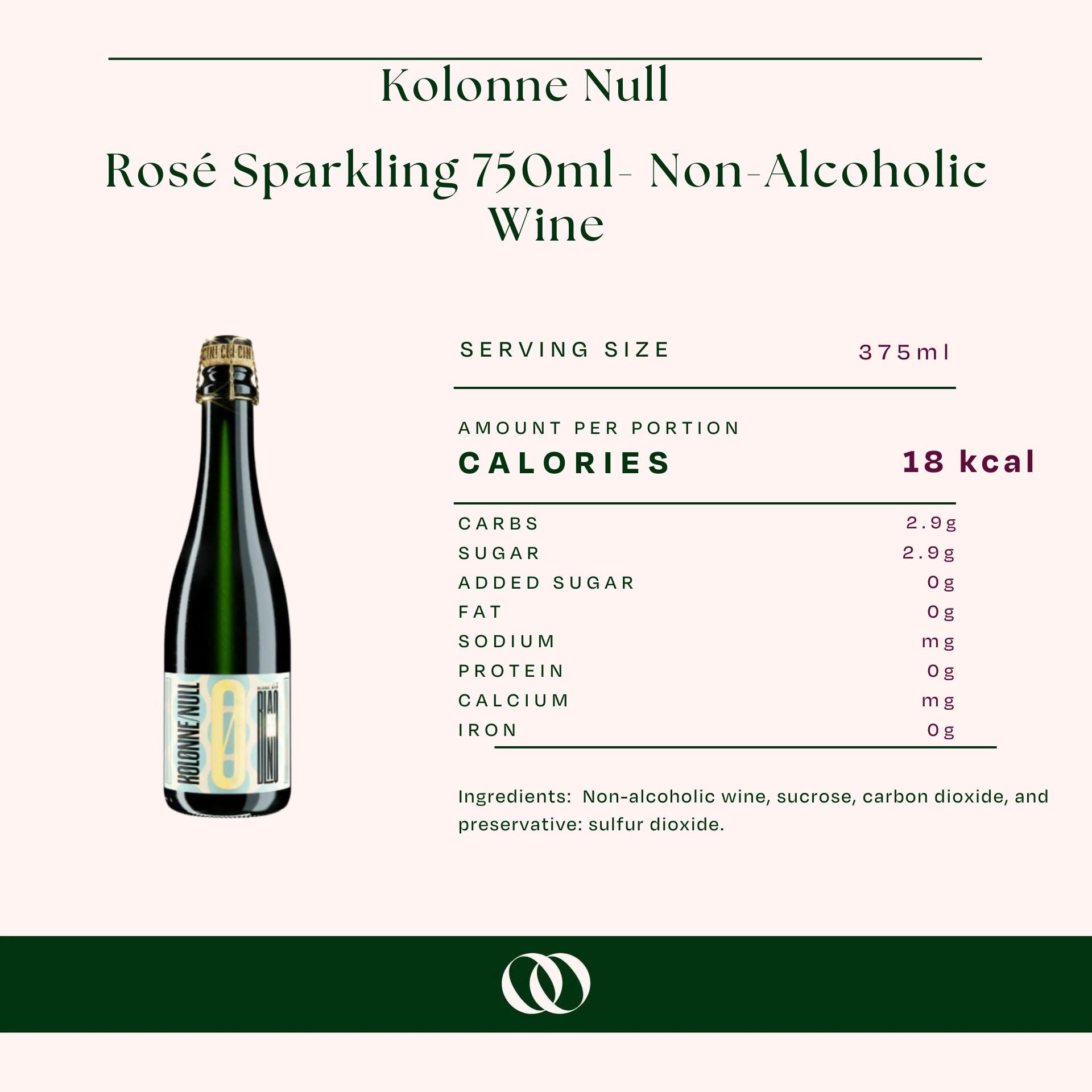 Kolonne Null - Cuvée Blanc Sparkling 375ml- Non-Alcoholic Wine - Nutrition