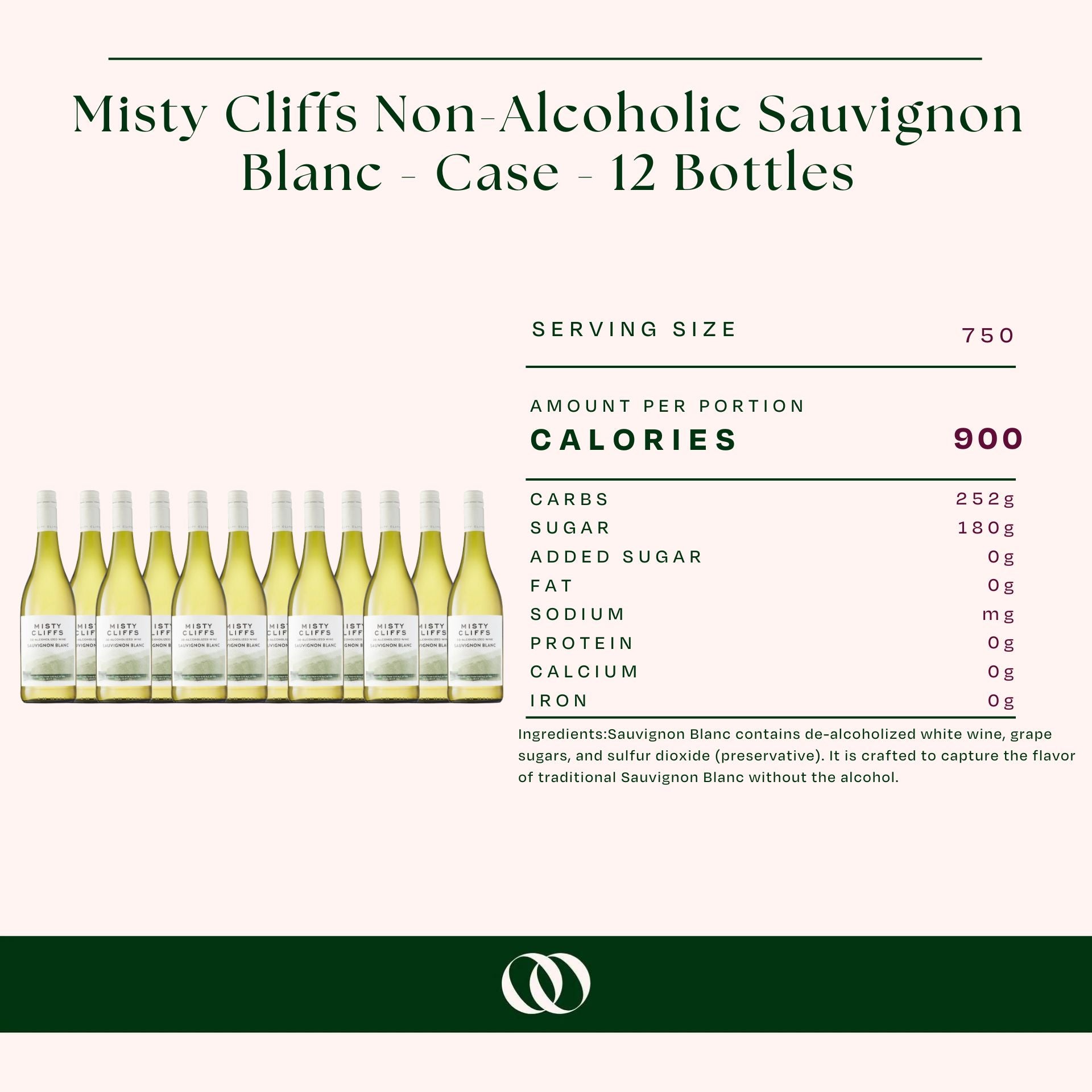 Misty Cliffs Non-Alcoholic Sauvignon Blanc - Case - 12 Bottles