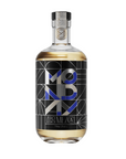 Bottle of alcohol with a geometric label on a white background