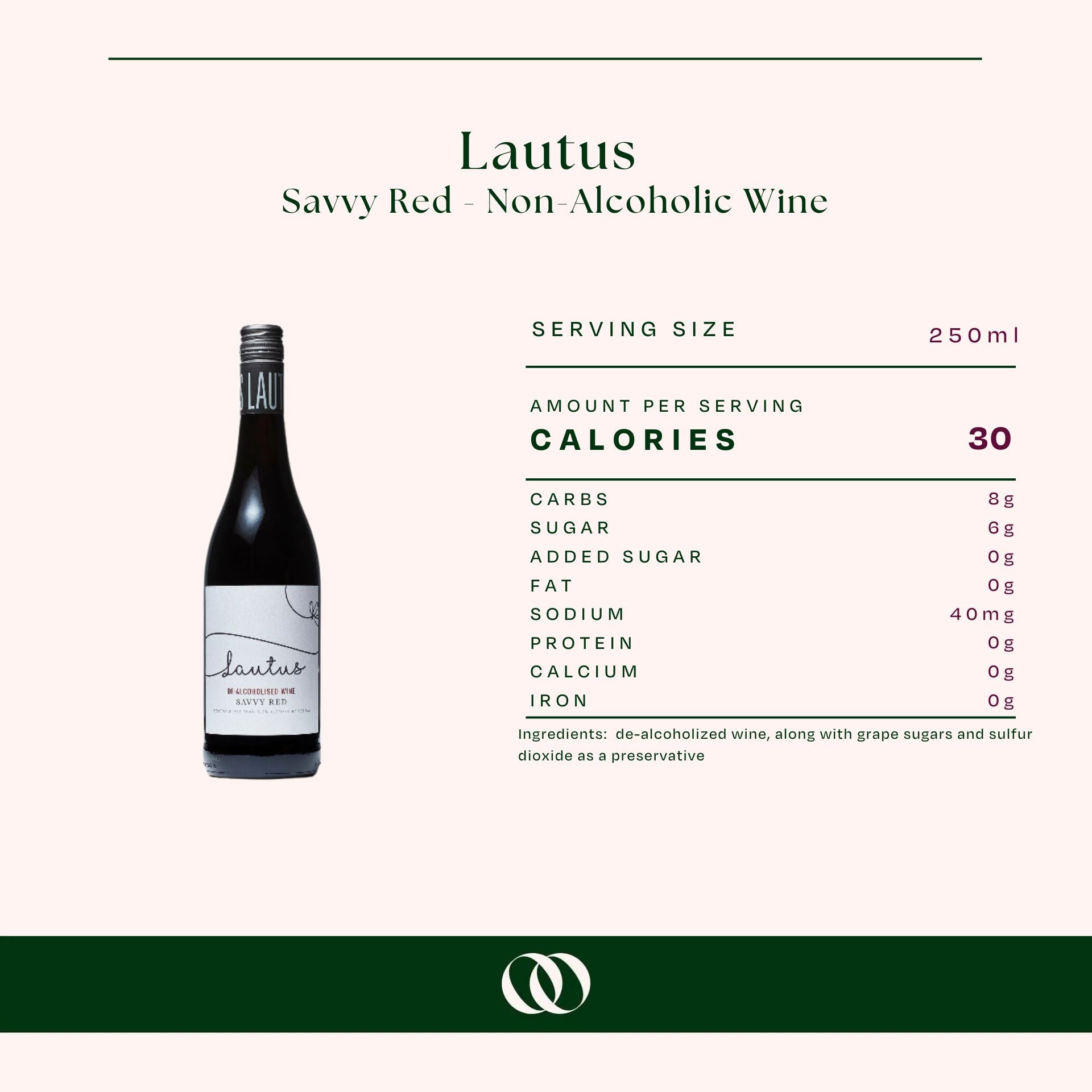 Lautus Savvy Red - Non-Alcoholic Wine- Nutrition