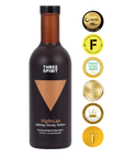 Bottle of Three Spirit Nightcap with certification badges on a white background