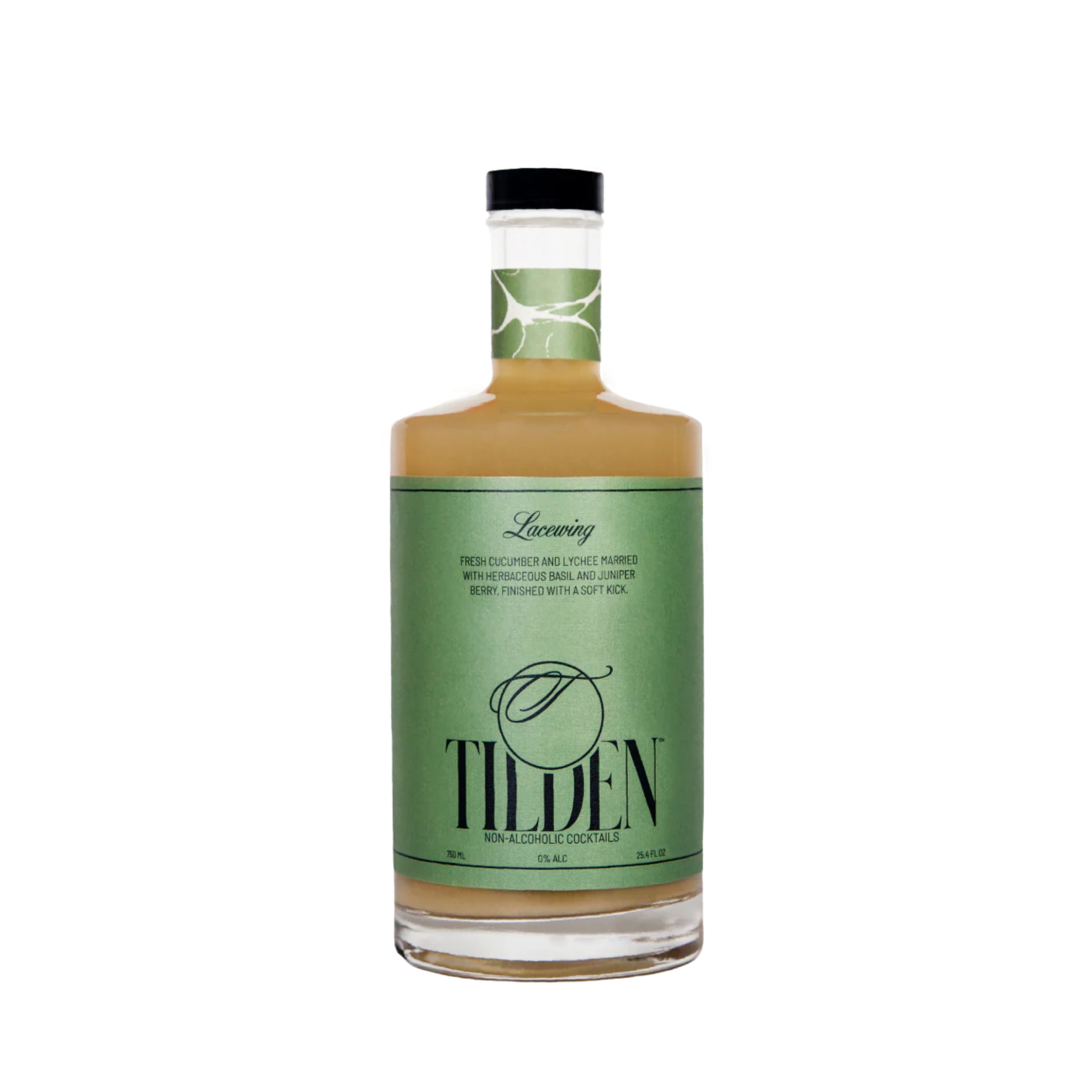 Bottle of Tilden Lacewing with a green label on a transparent background