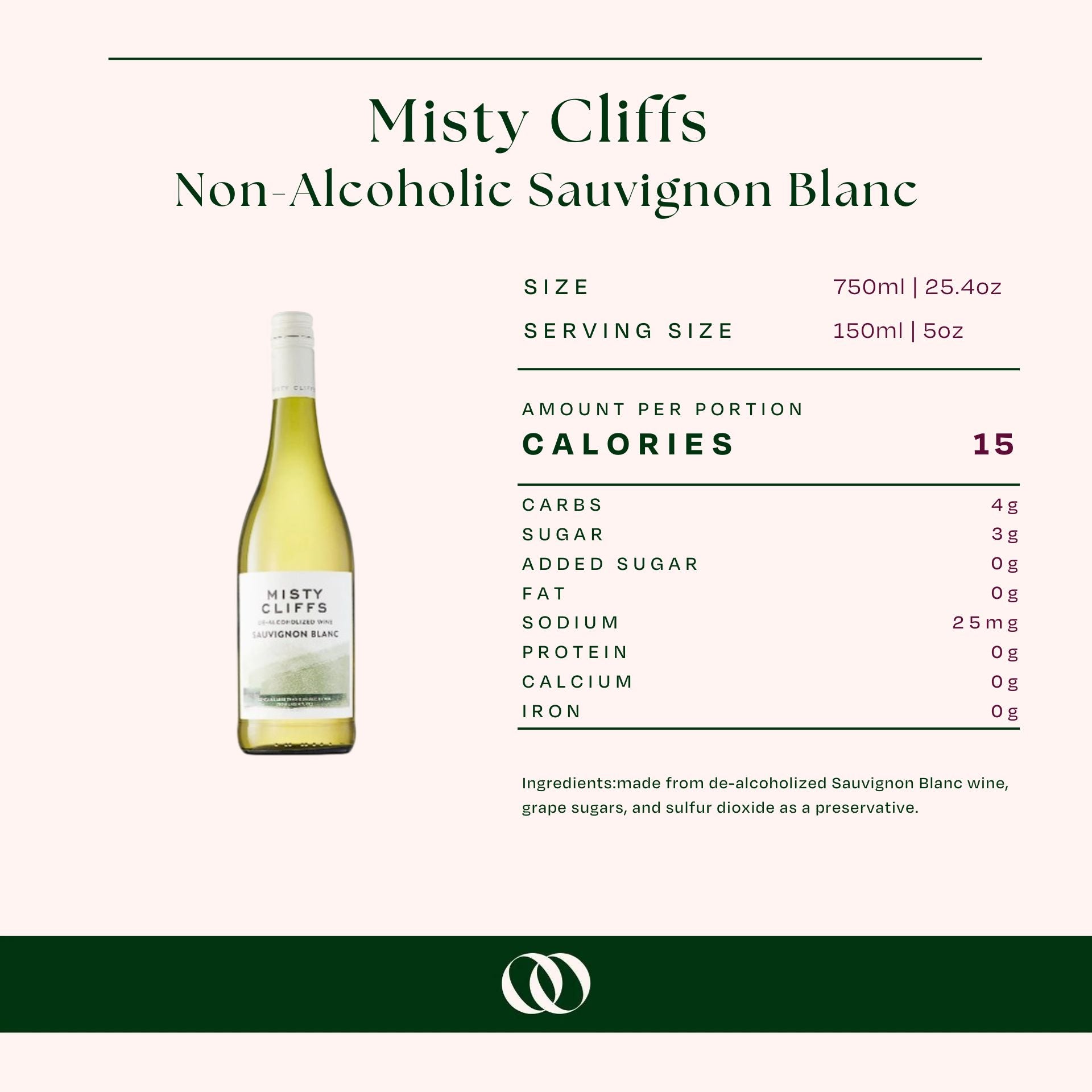 Misty Cliffs Non-Alcoholic Sauvignon Blanc - Nutrition