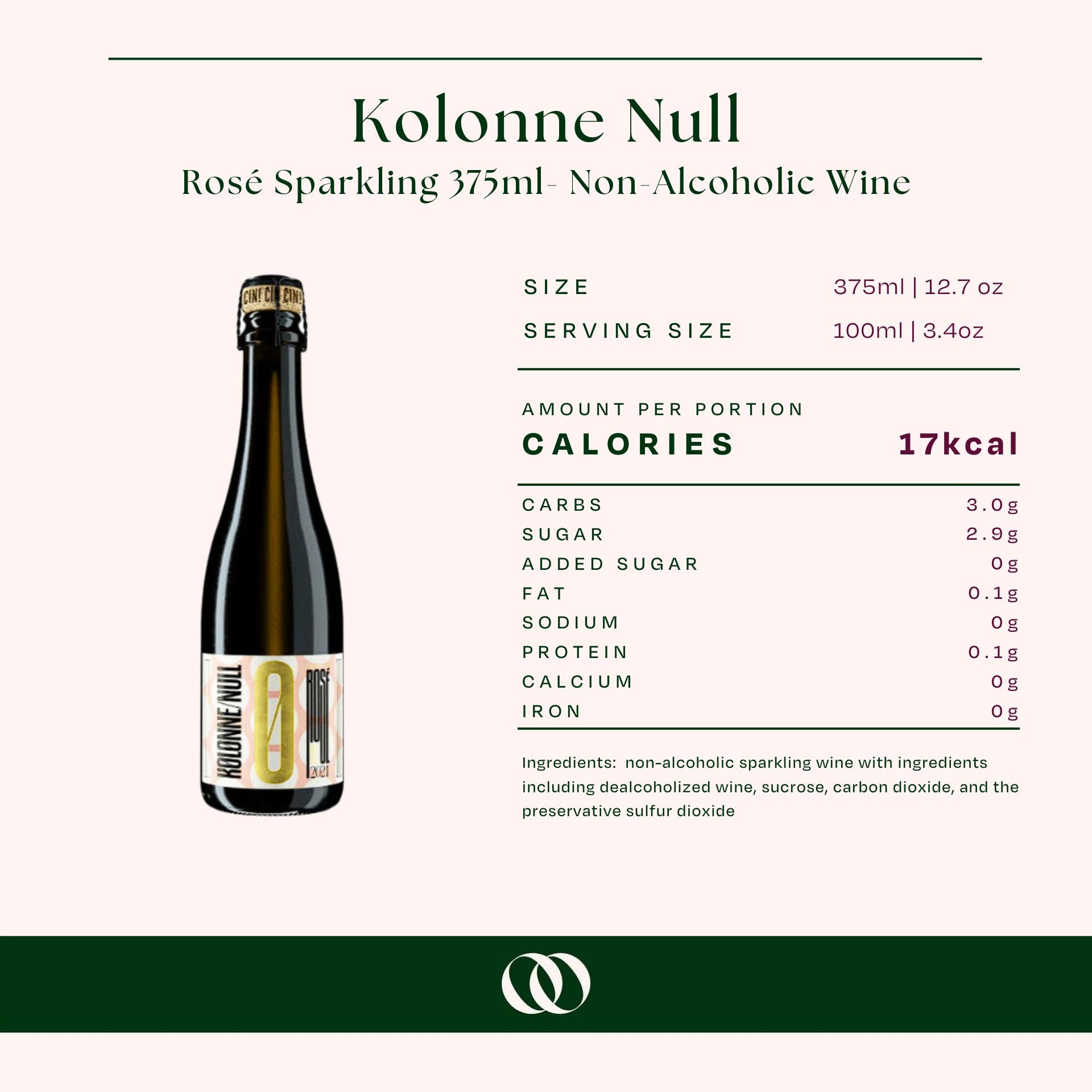 Kolonne Null - Rosé Sparkling 375ml- Non-Alcoholic Wine - Nutrition