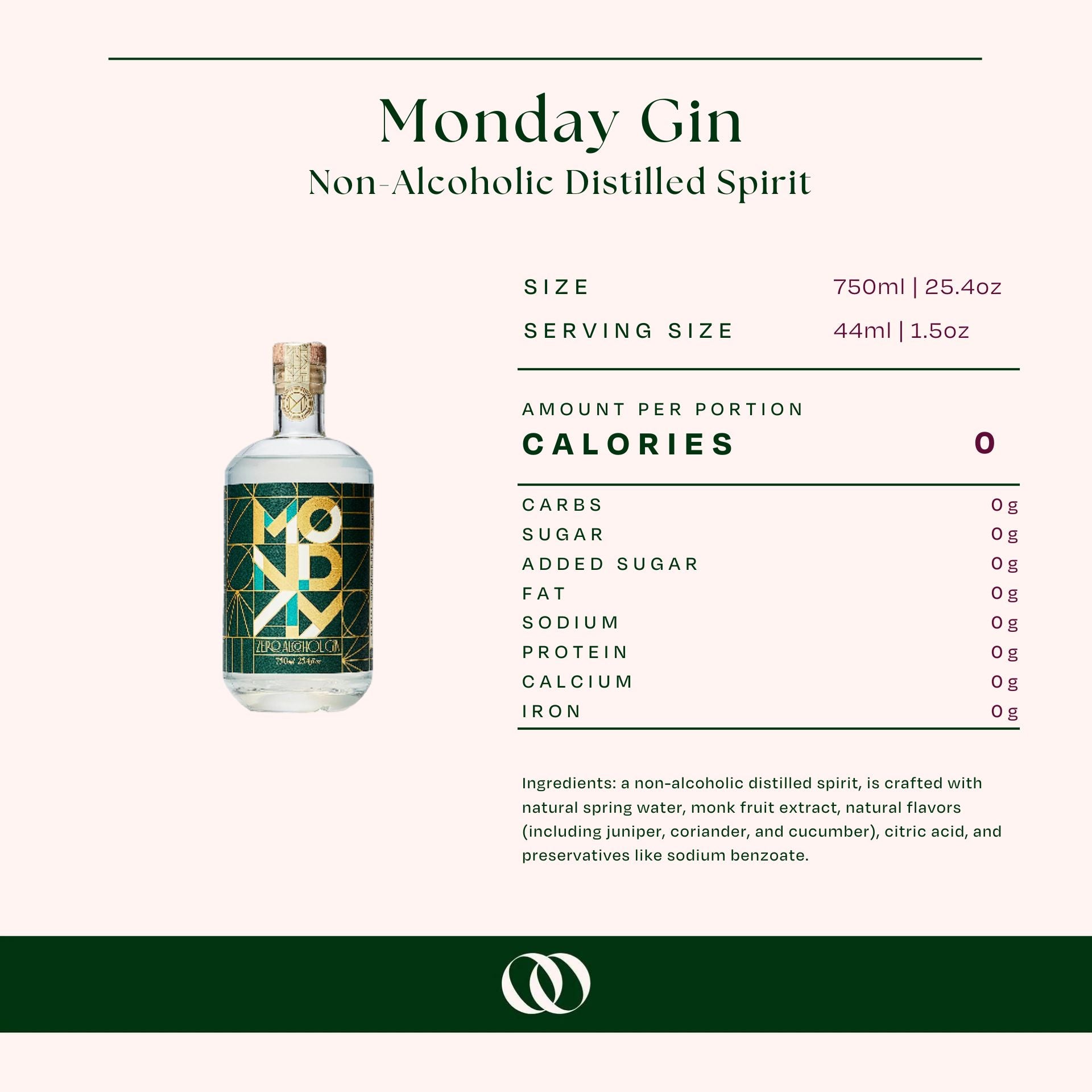Monday Gin - Non-Alcoholic Distilled Spirit - Nutrition