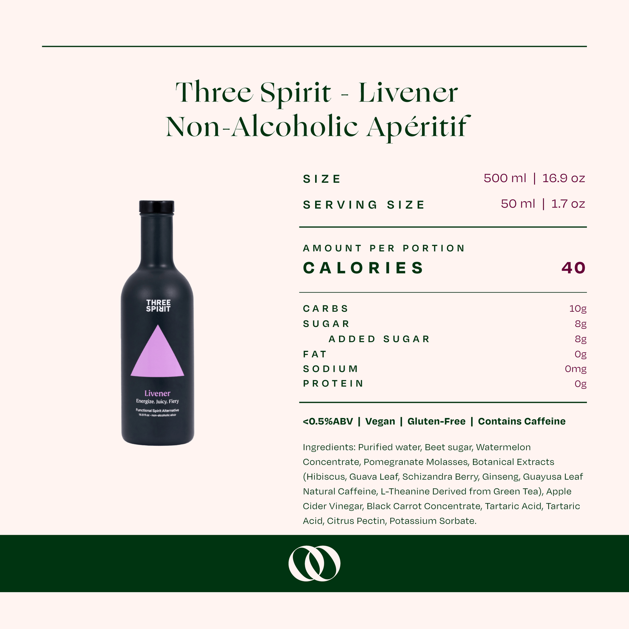 Three Spirit Livener Non-Alcoholic Apéritif - Nutrition