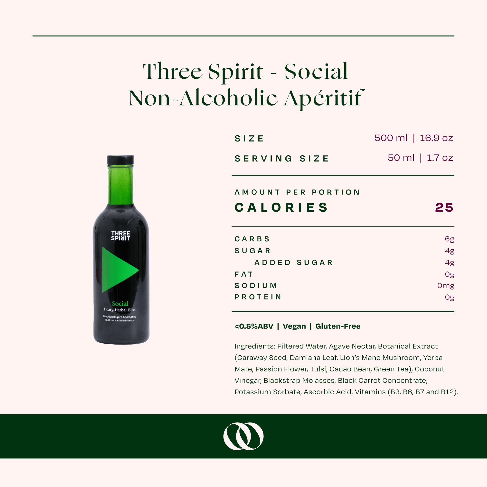 Three Spirit Social Elixir Non-Alcoholic Apéritif - Nutrition