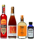 4 bottles that together create a Non-Alcoholic Mezcal Negroni