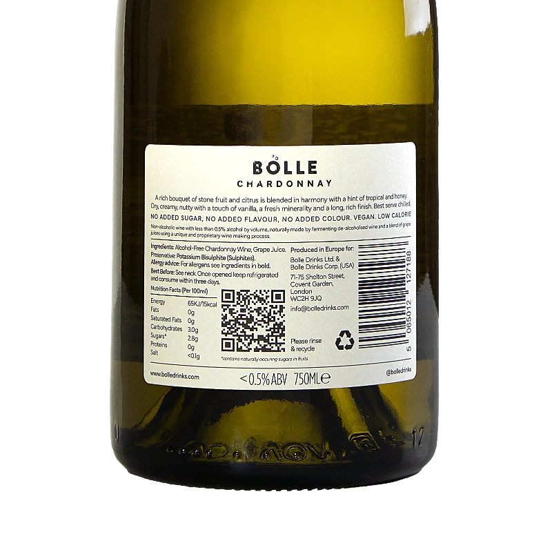 Bolle Still White Chardonnay back label