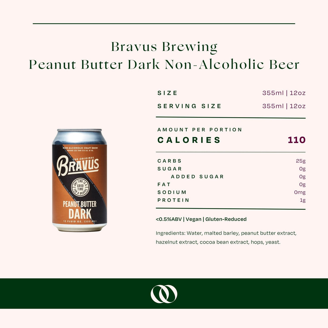 Bravus Brewing - Peanut Butter Dark Non-Alcoholic Beer 4-pack - Boisson — Brooklyn's Non-Alcoholic Spirits, Beer, Wine, and Home Bar Shop in Cobble Hill