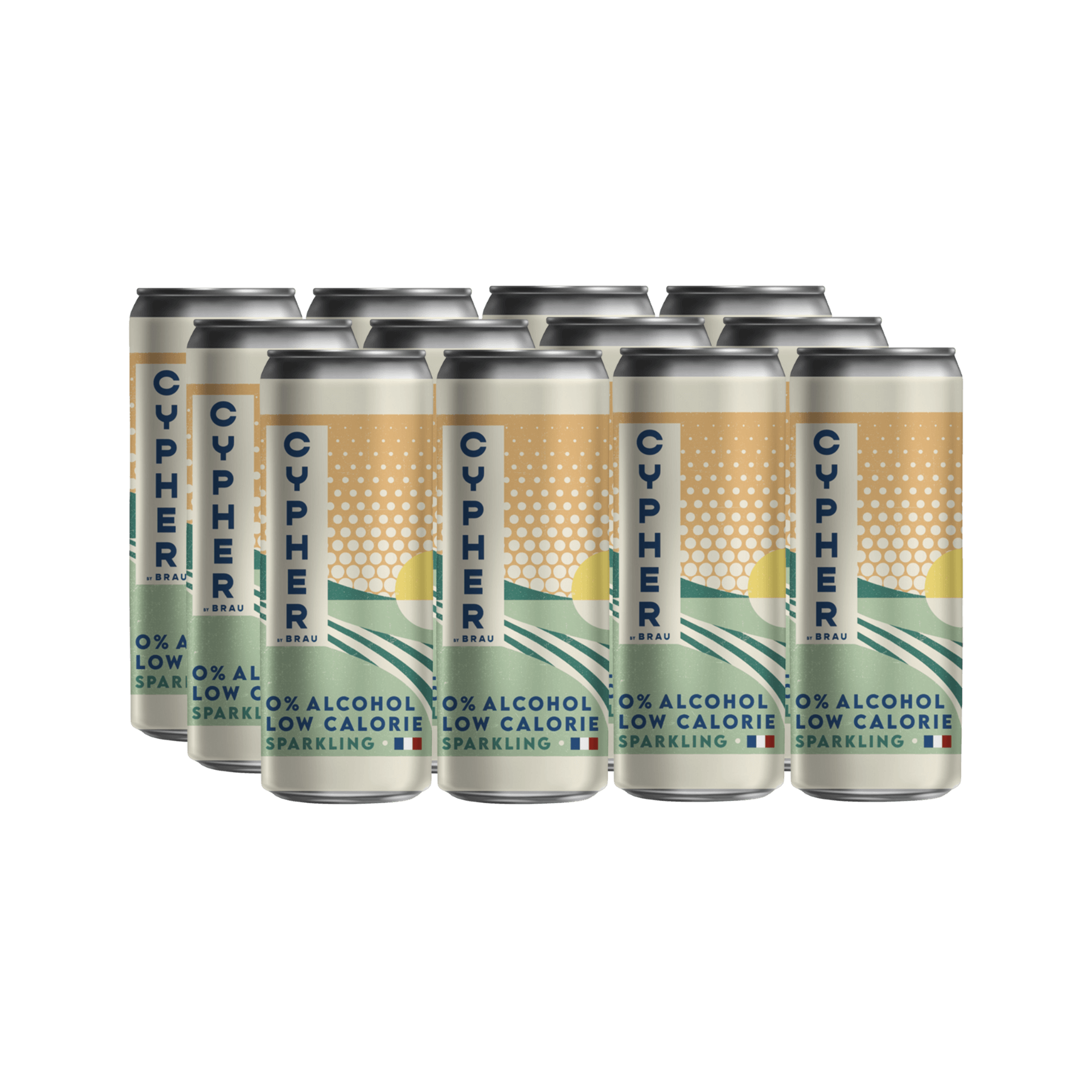12 pack of Cypher cans on transparent background