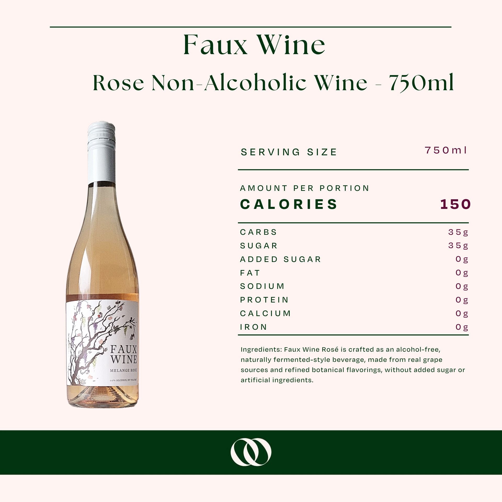 Faux Wine - Rose Non-Alcoholic Wine - 750ml