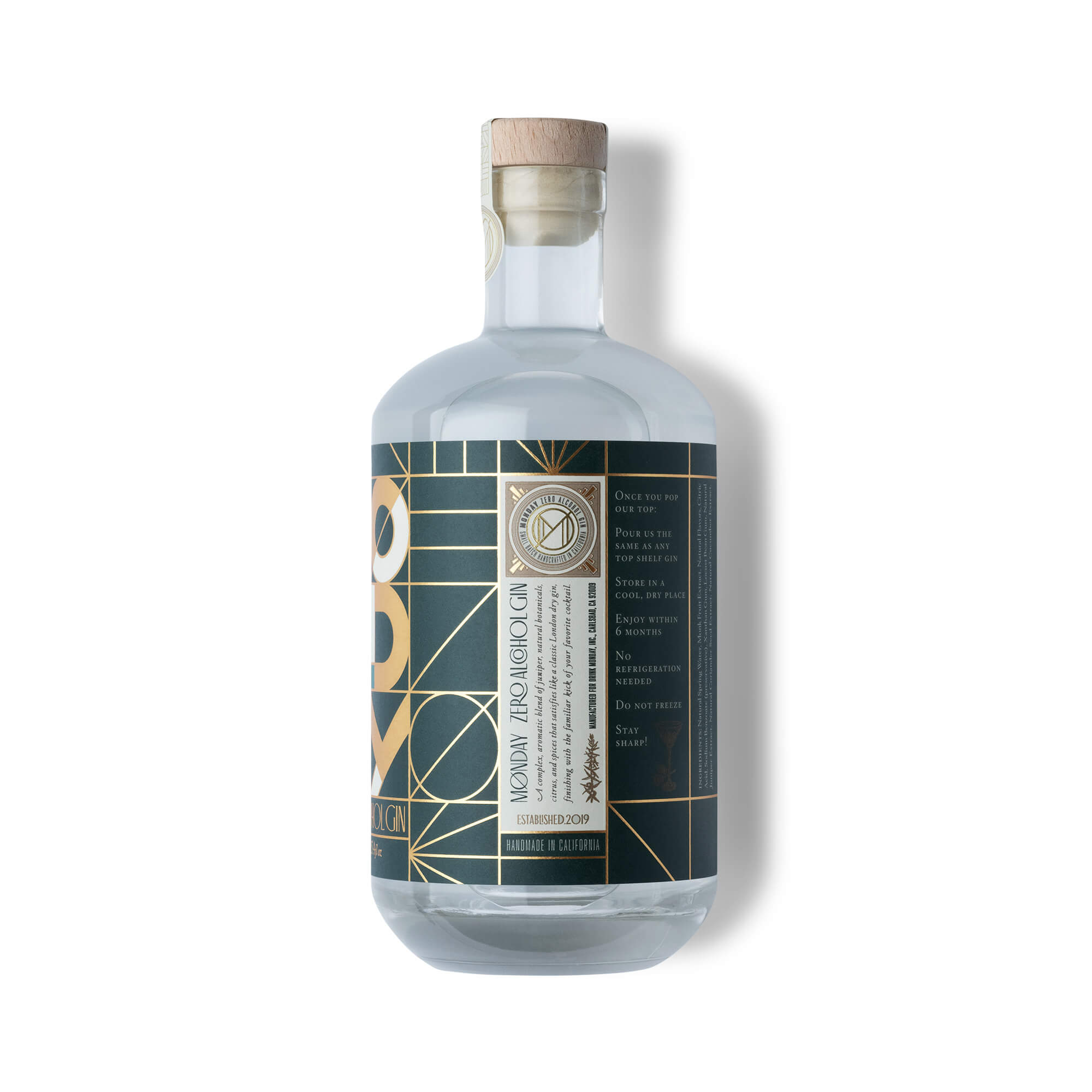 Clear bottle with a label on a white background