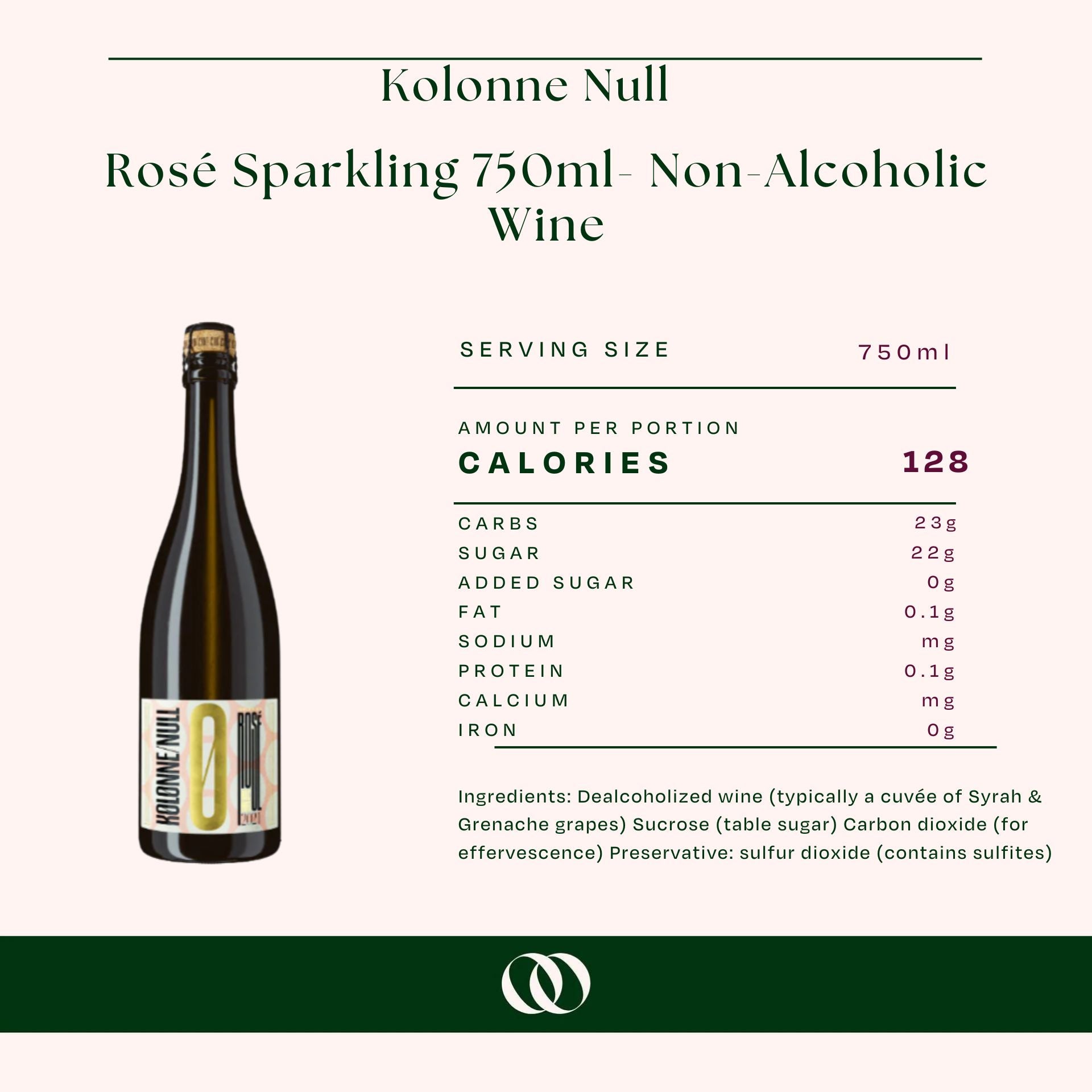 Kolonne Null - Rosé Sparkling 750ml- Non-Alcoholic Wine- Boisson - Nutrition
