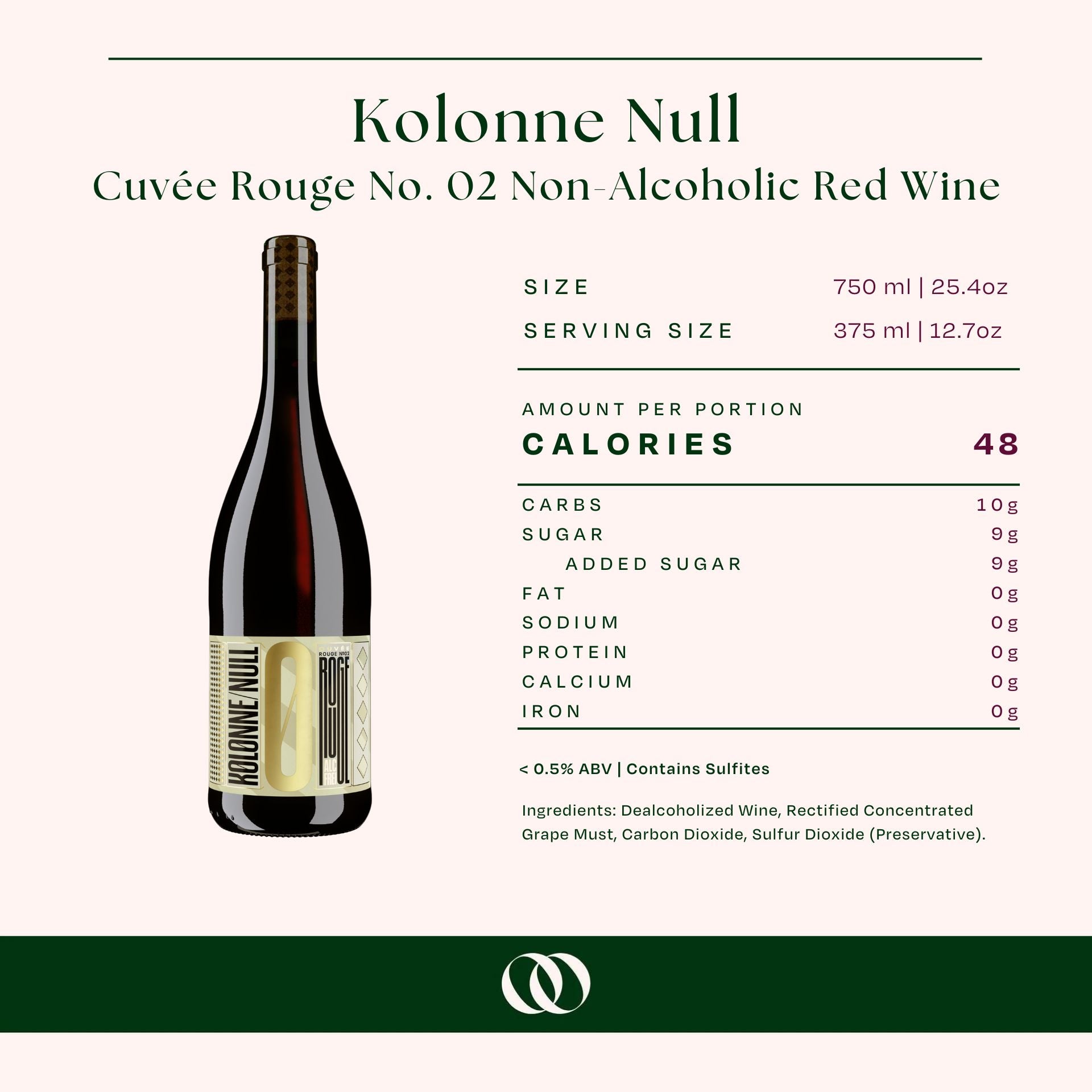 Kolonne Null Cuvée Rouge No. 02 Non-Alcoholic Red Wine - Nutrition