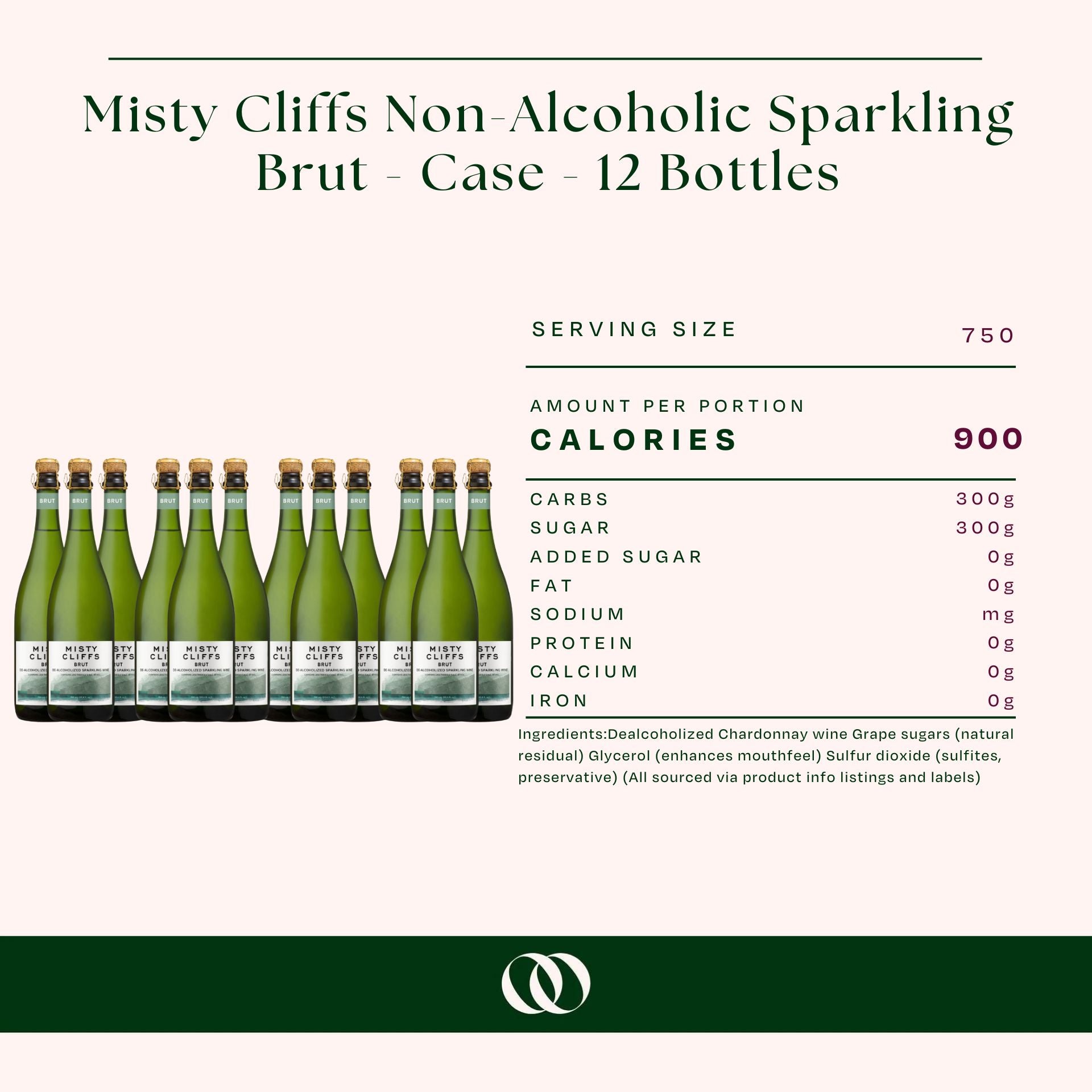 Misty Cliffs Non-Alcoholic Sparkling Brut - Case - 12 Bottles - Boisson