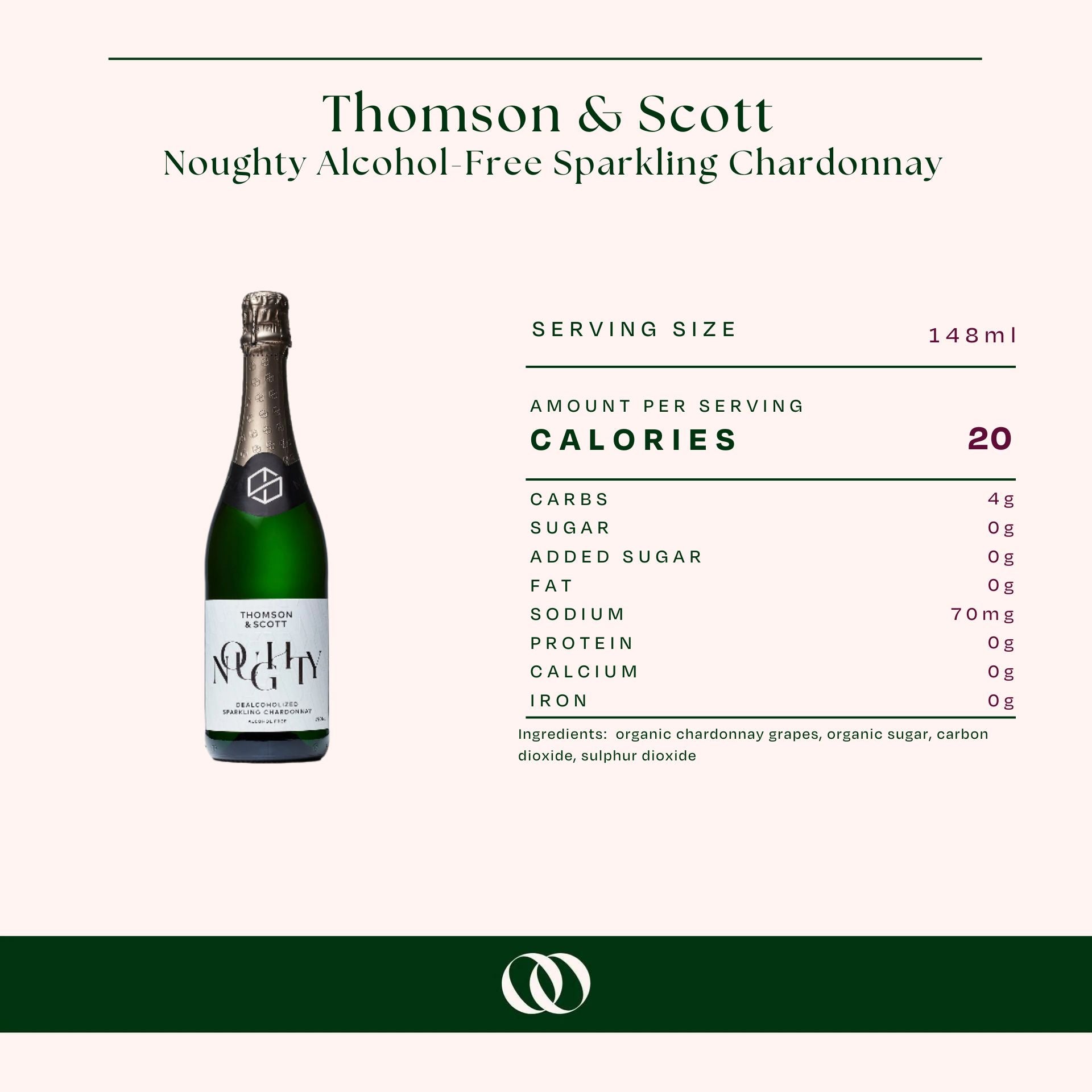 Thomson &amp; Scott Noughty Alcohol-Free Sparkling Chardonnay - Nutrition
