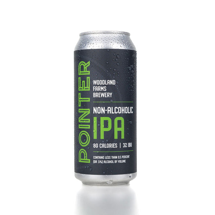 Non-alcoholic IPA can with 'Pointer' branding on a white background