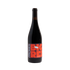 Wine bottle with a red label on a white background