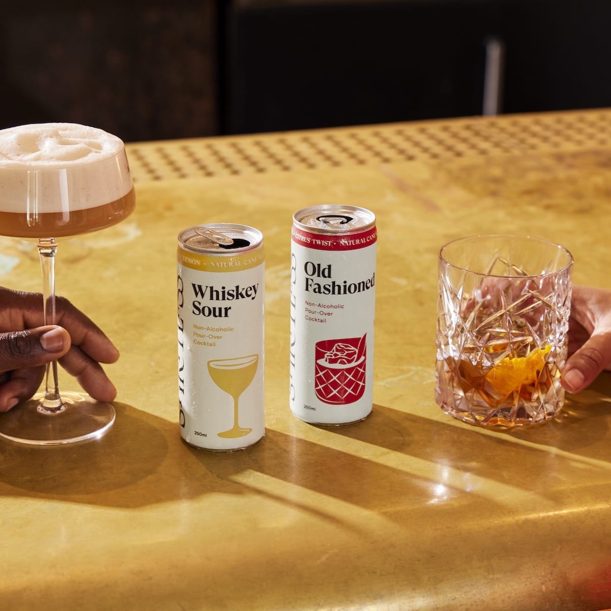 Spiritless Non-Alcoholic Old Fashioned Pour-Over Cocktail Can Lifestyle 2