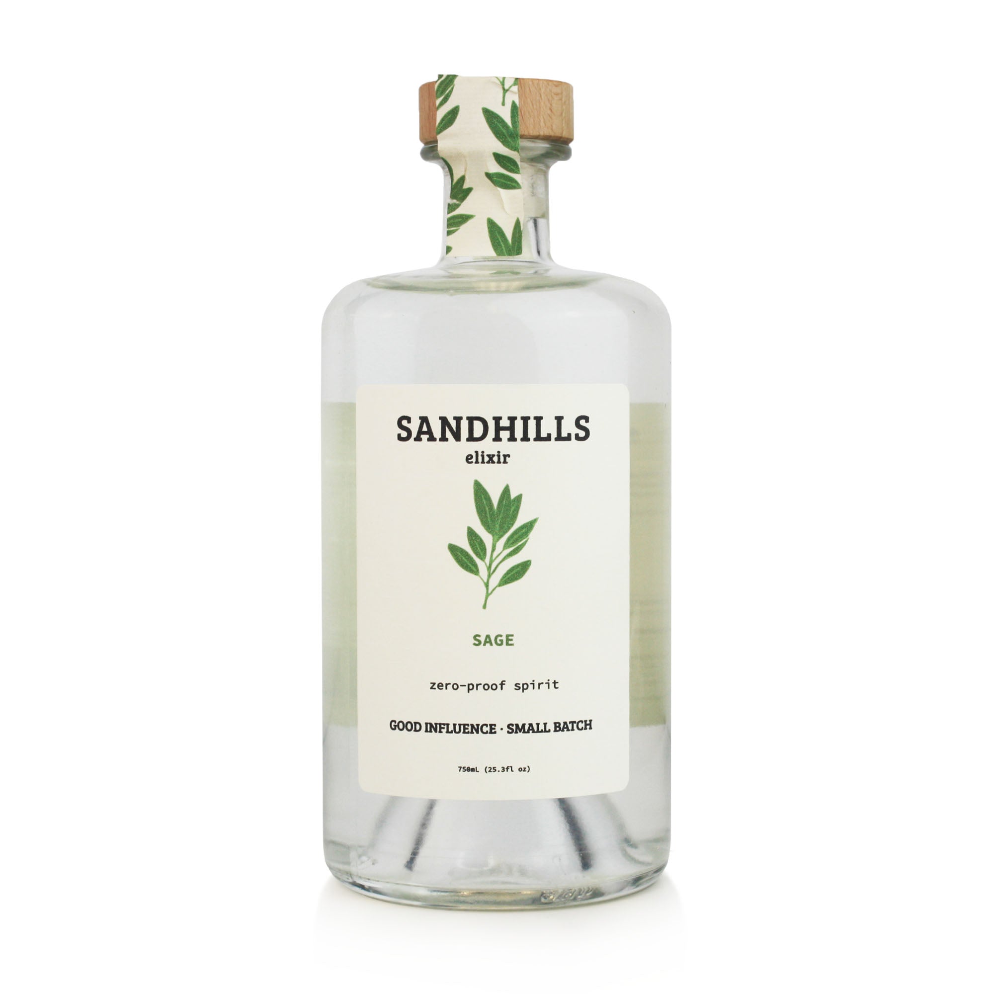Sandhills elixir bottle with a label on a white background