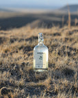 Bottle of Sandhills gin in a desert landscape