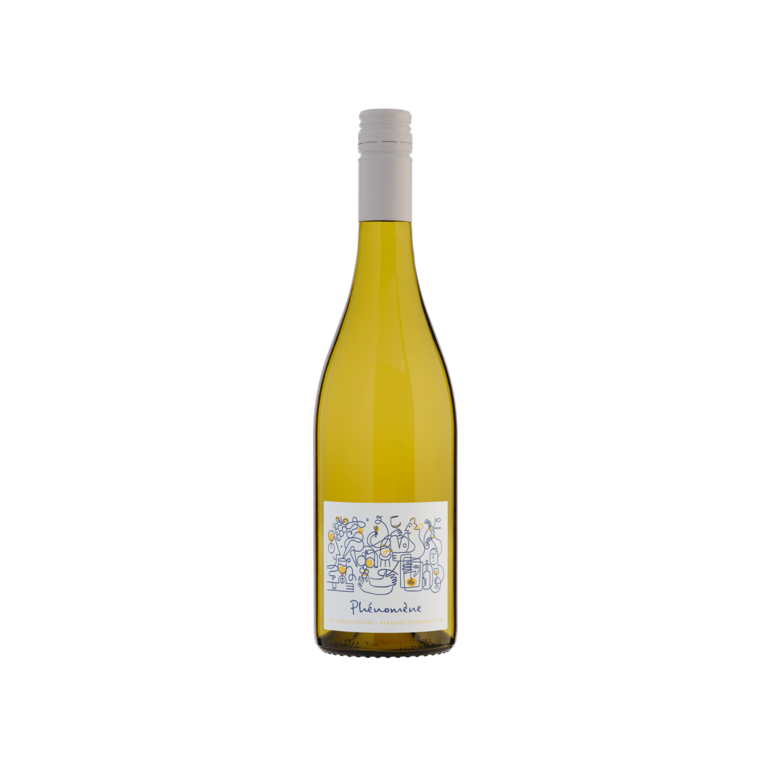 Wine bottle with a label on a white background