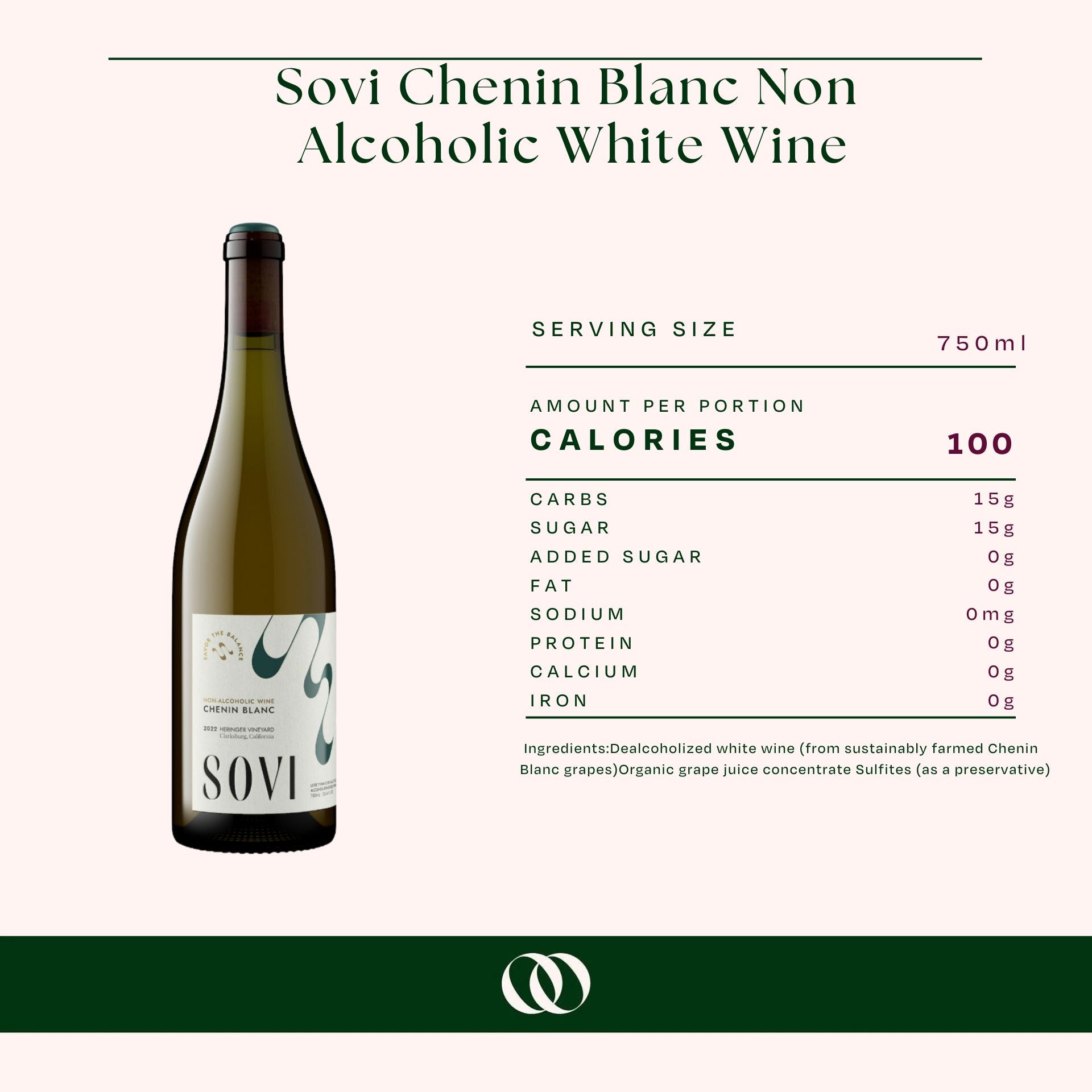 Sovi Chenin Blanc Non-Alcoholic White Wine - nutrition
