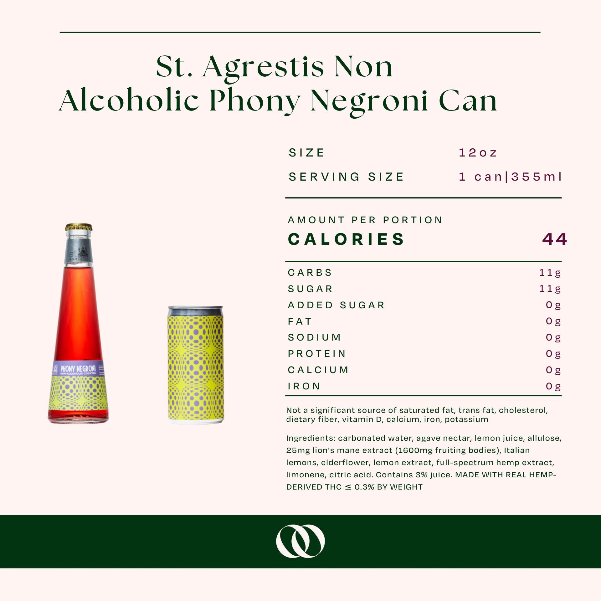 St. Agrestis Non-Alcoholic Phony Negroni Can - Nutrition