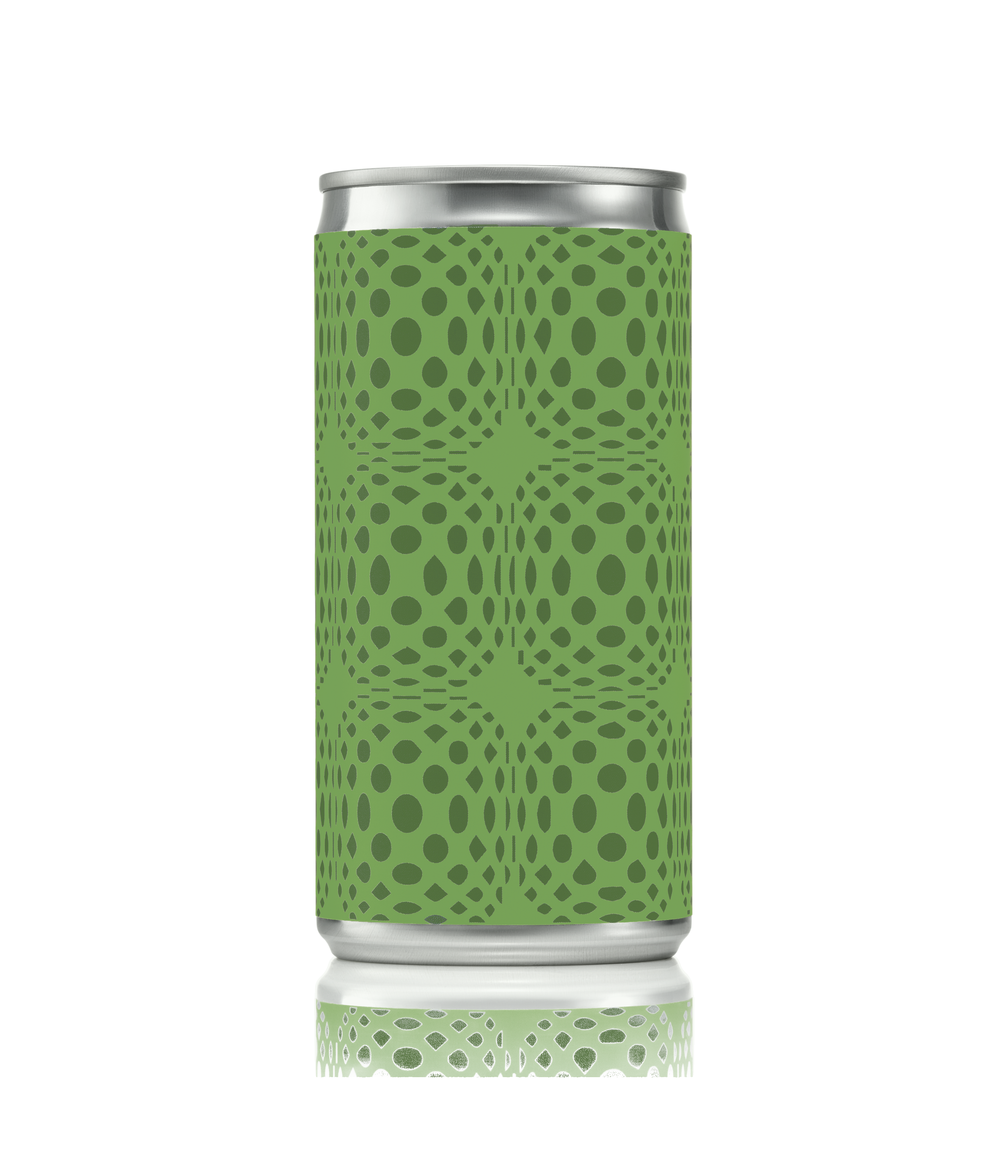 Green can with a pattern on a white background
