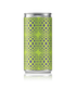 Green can with purple pattern on a white background