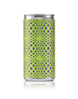 Green can with purple pattern on a white background