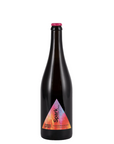 Black bottle with a colorful label on a white background, featuring a gold award badge.