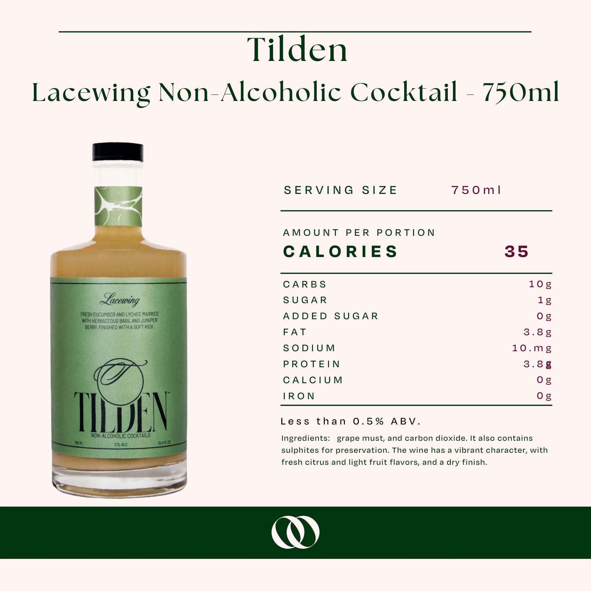 Tilden - Lacewing Non-Alcoholic Cocktail - 750ml