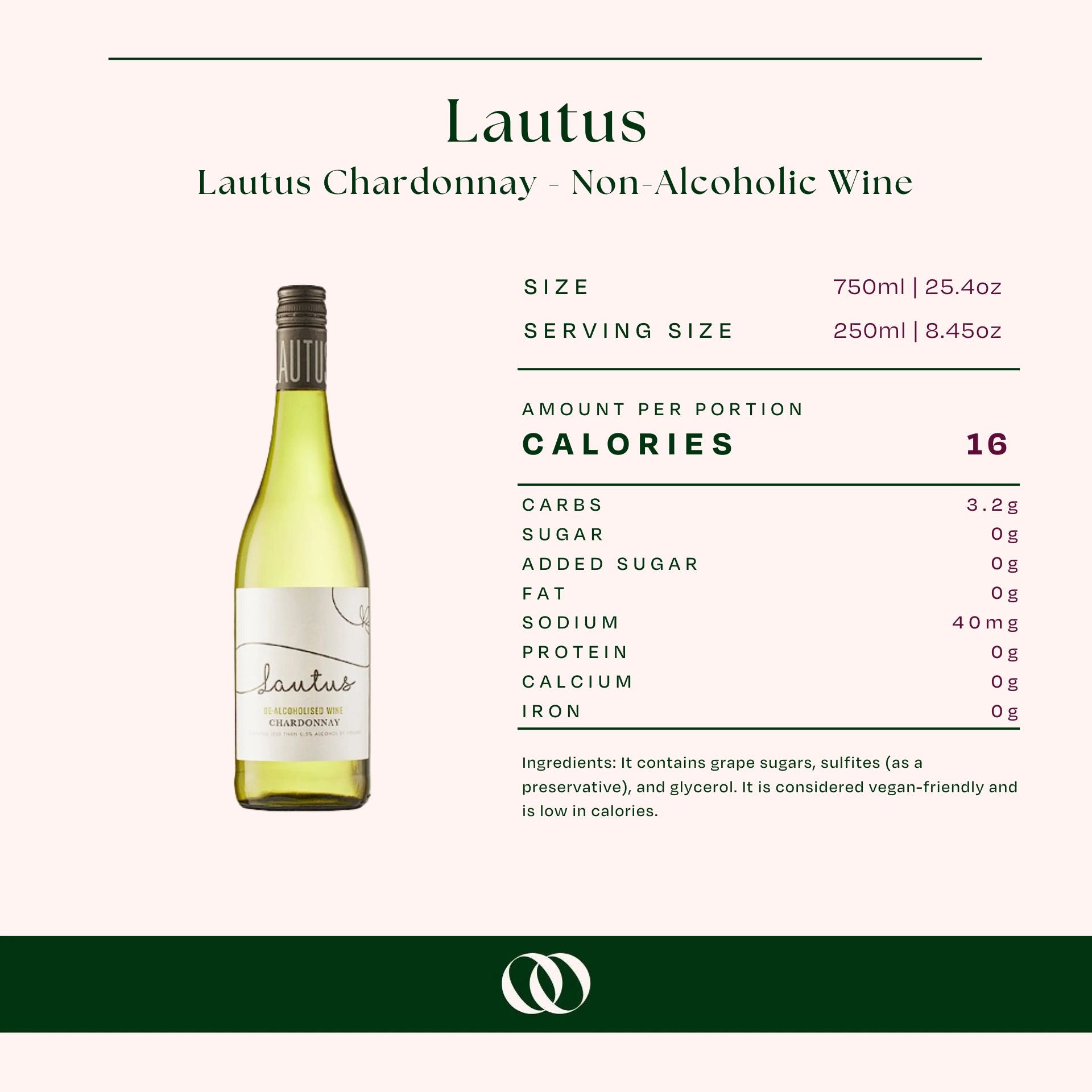Lautus - Lautus Chardonnay - Non-Alcoholic Wine - Nutrition