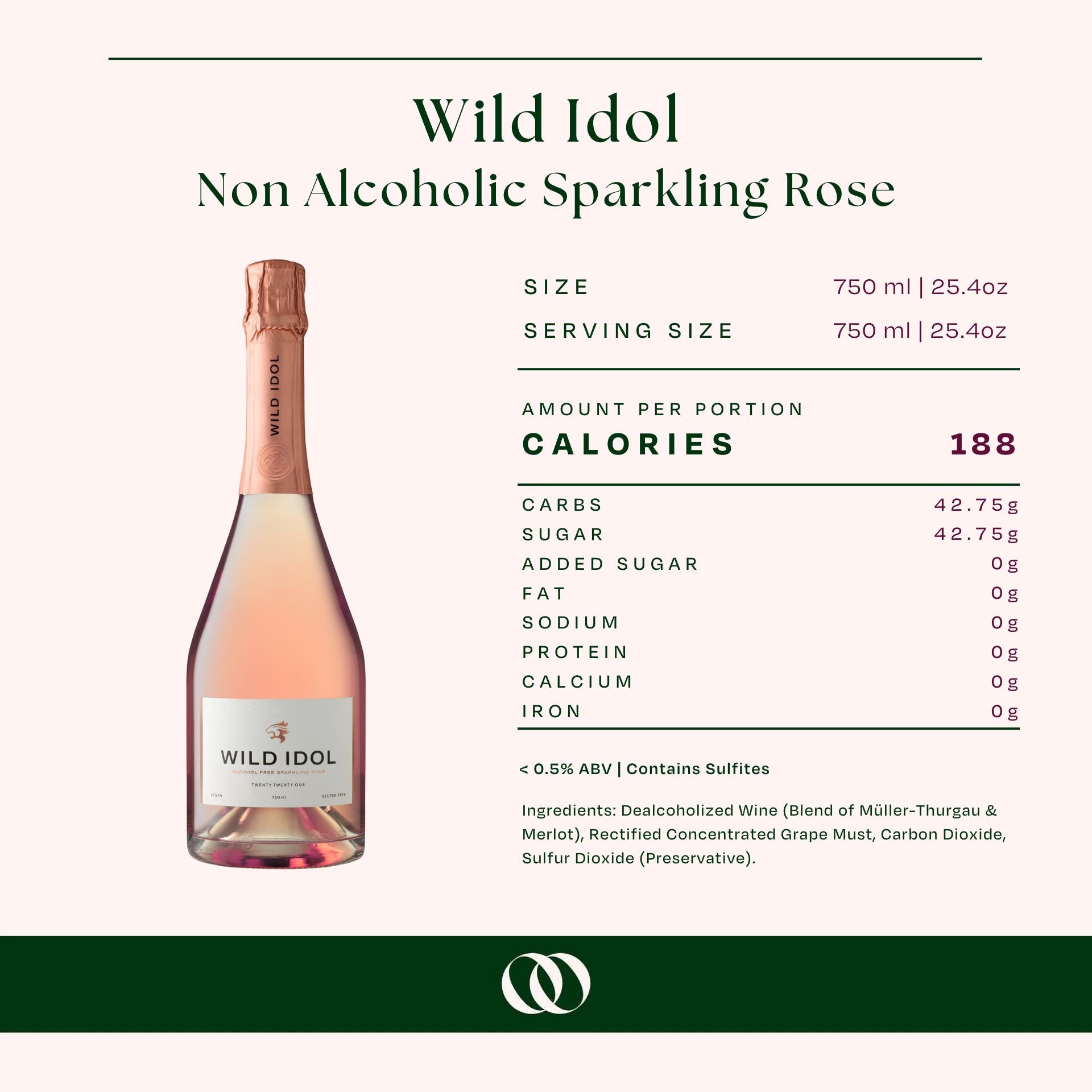 Wild Idol - Non Alcoholic Sparkling Rose 750ml - Boisson - Nutrition
