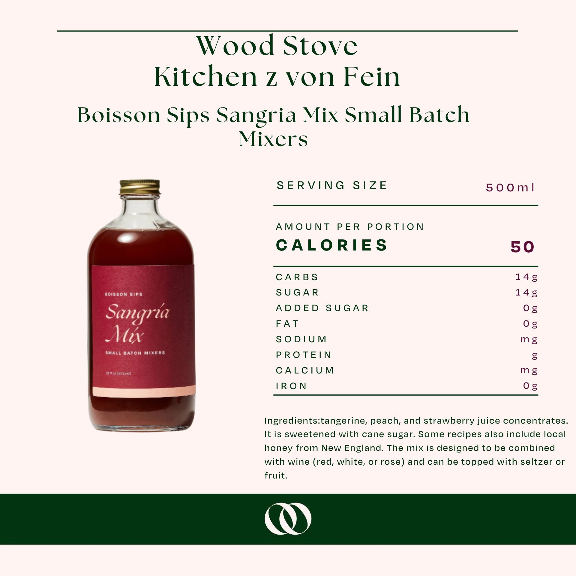 Wood Stove Kitchen - Boisson Sips Sangria Mix Small Batch Mixers