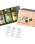 Mixly classic cocktail kit with three bottles and a recipe card on a white background