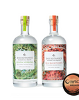 Two bottles of Bax Botanics: Lemon Verbena with green label and sea buckthorn with red label 