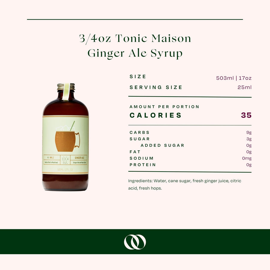 3/4oz Tonic Maison - Ginger Ale Syrup - Boisson — Brooklyn's Non-Alcoholic Spirits, Beer, Wine, and Home Bar Shop in Cobble Hill