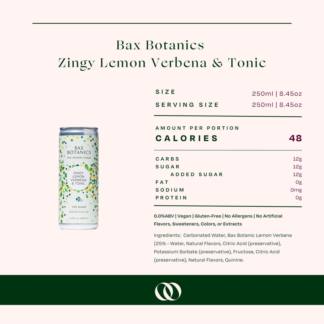 Bax Botanics - Non-Alcoholic Zingy Lemon Verbena & Tonic 4-Pack Bundle - Boisson — Brooklyn's Non-Alcoholic Spirits, Beer, Wine, and Home Bar Shop in Cobble Hill