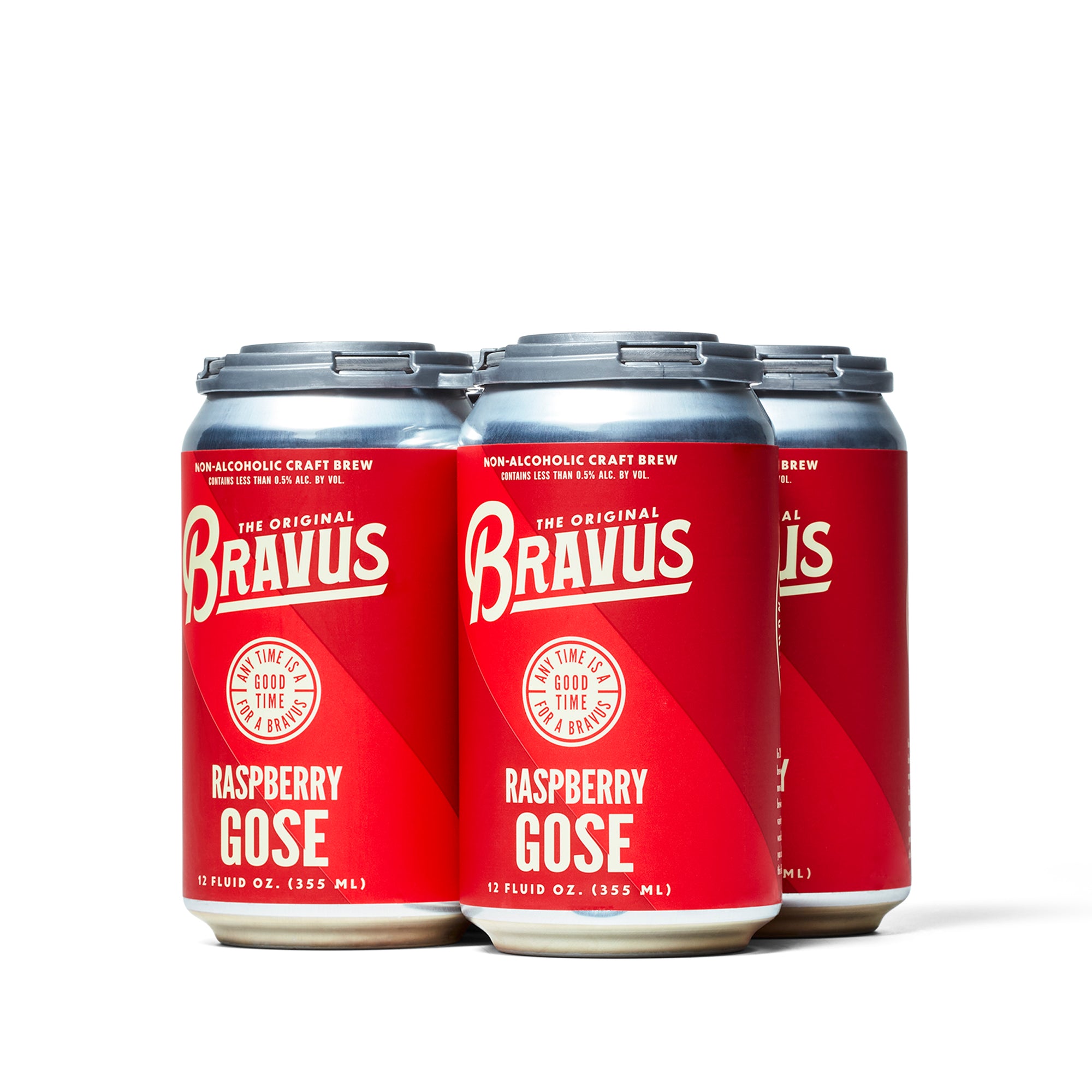 Bravus Brewing - Raspberry Gose Non-Alcoholic Beer 4-pack - Boisson — Brooklyn&#39;s Non-Alcoholic Spirits, Beer, Wine, and Home Bar Shop in Cobble Hill