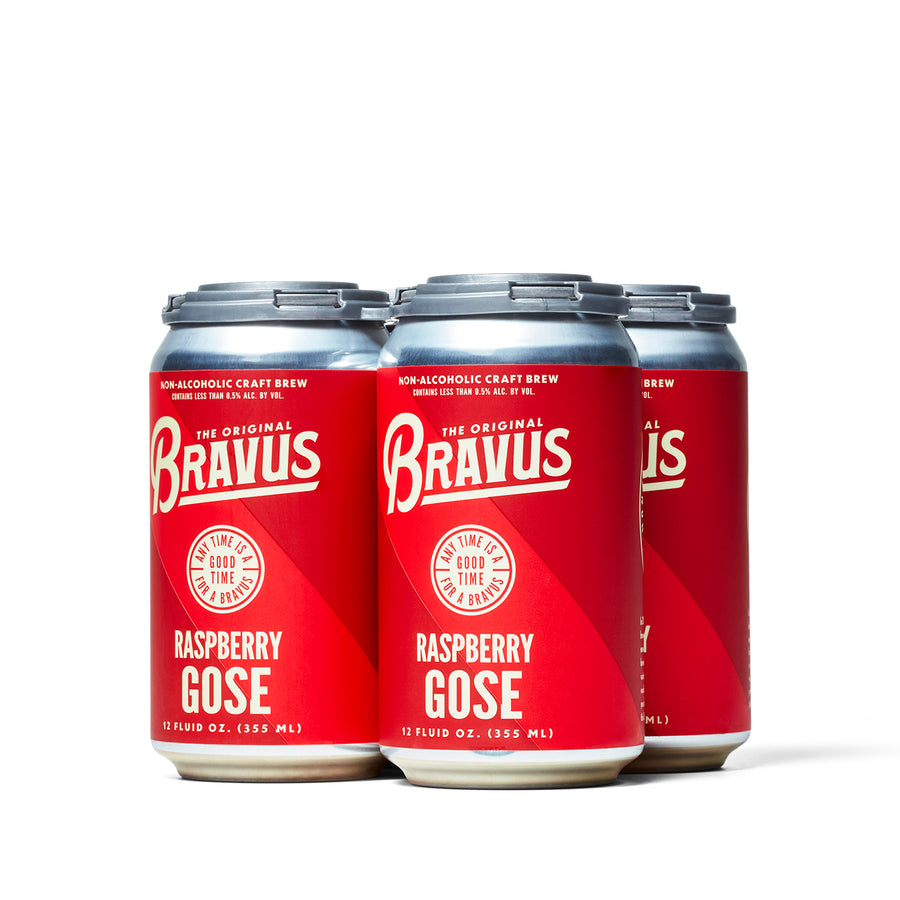 Bravus Brewing - Raspberry Gose Non-Alcoholic Beer 4-pack - Boisson — Brooklyn's Non-Alcoholic Spirits, Beer, Wine, and Home Bar Shop in Cobble Hill