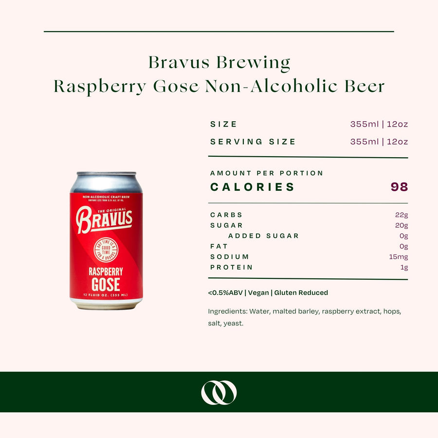 Bravus Brewing - Raspberry Gose Non-Alcoholic Beer 4-pack - Boisson — Brooklyn's Non-Alcoholic Spirits, Beer, Wine, and Home Bar Shop in Cobble Hill