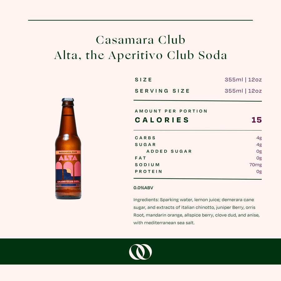 Casamara Club - Alta, the Aperitivo Club Soda, 4 pack - Btl - Boisson — Brooklyn's Non-Alcoholic Spirits, Beer, Wine, and Home Bar Shop in Cobble Hill