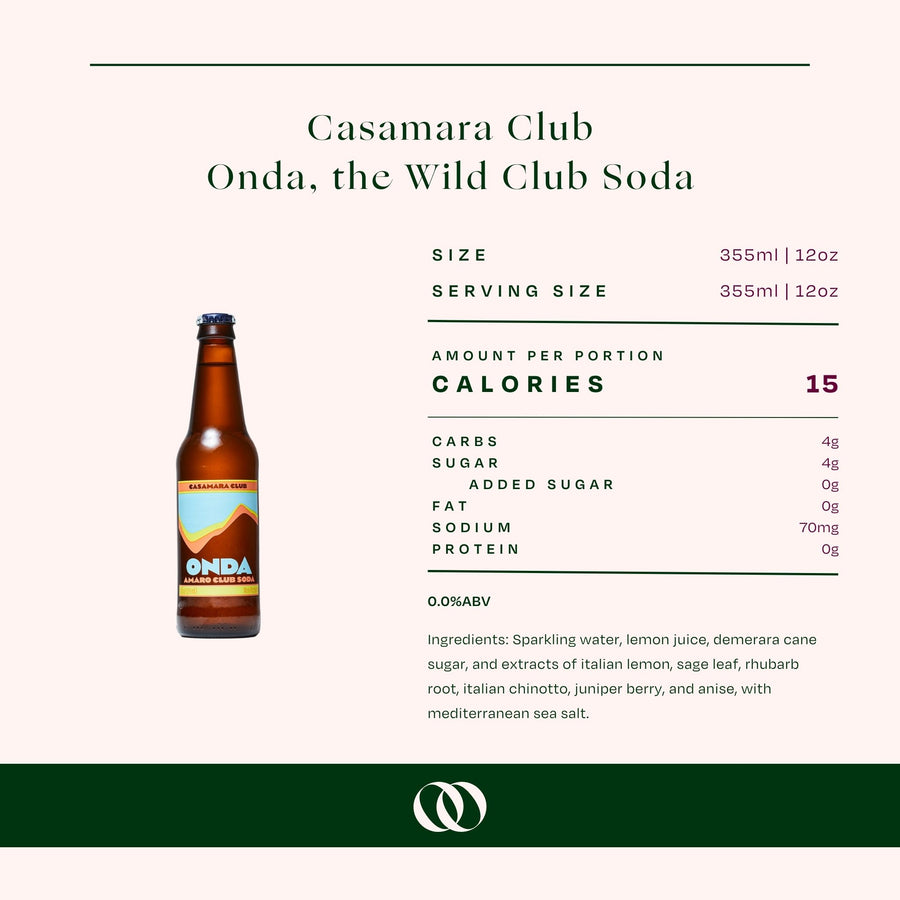 Casamara Club - Onda, the Wild Club Soda, 4 pack - Btl - Boisson — Brooklyn's Non-Alcoholic Spirits, Beer, Wine, and Home Bar Shop in Cobble Hill
